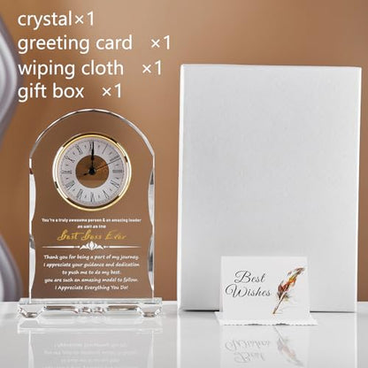 Meaningful Retirement Crystal Clock Gifts for Women Men, Best Boss Ever Happy Retirement Clock Plaque Gifts Going Away Gift Leaving Gifts Congratulations Retired Gifts Farewell Presents Ideas - color: Best Boss Ever