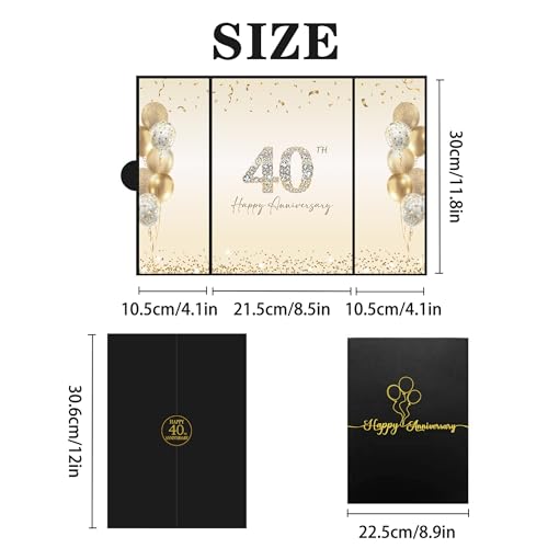 DARUNAXY Black Gold Happy 40th Anniversary Alternative Signature Guest Book - color: Black Gold 40th Anniversary