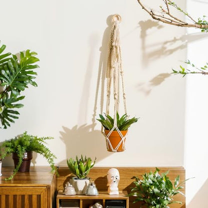 Artilady Macrame Plant Hanger, Hanging Planter for Indoor Plants Holder - color: White F