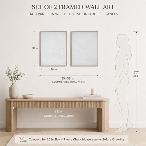 Artiluxy 3D Minimalist Textured Abstract Wall Art Set of 2, Neutral - color: White A