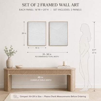 Artiluxy 3D Minimalist Textured Abstract Wall Art Set of 2, Neutral - color: White A
