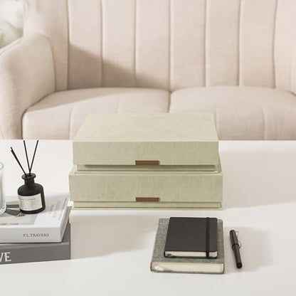 Soul & Lane - Letter Keepsake Box, Magnetic Lid, Set of 2, Ash Green - color: Ash Green