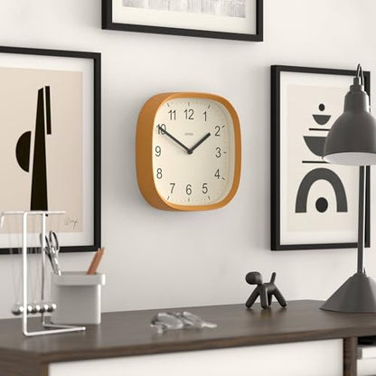 JONES CLOCKS® Sprite wall Clock | Modern Square Clock | 10" | Yellow - color: Mustard Yellow