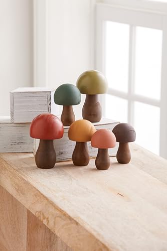 Wood Mushrooms Set of 18, Custom Colors (Paint Set of 18) - color: Colors 18