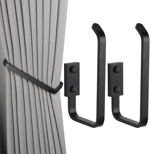 Groleca 2 Pack Curtain Tiebacks and Holdbacks, Curtain Holder, Black - color: Black