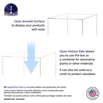 Acrylic Pedestal Display 12" x 12” x 42” Tall Box Riser No Lid Vertical Rectangle Column Clear 5 Sided Showcase Pedestal Tower Podium Art Display Box by Marketing Holders - size: 12" x 12" x 42"