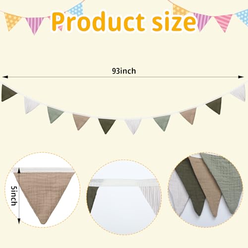 Oudain 2 Pcs Pennant Banner Flags Nursery Garland Triangle, Deep Color - color: Deep Color