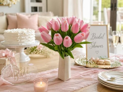 Mandy's 20 Stems Peach Pink Artificial Tulip Flowers for Home Centerpieces - color: Peach Pink 20pcs