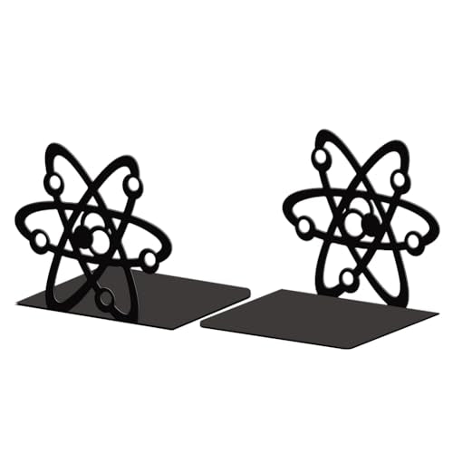 Peacoblue 5.3"x4.3"x6.1" Metal Bookends, Heavy Duty Book Ends for Shelves - style: Atom