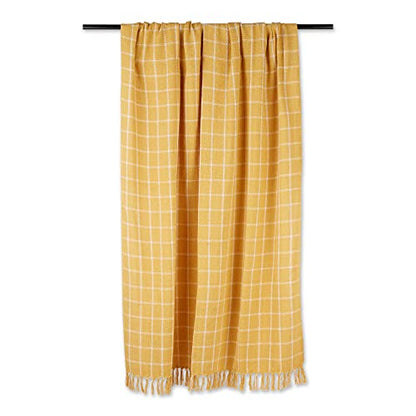 DII Transitional Checked Plaid Woven Throw, 50x60, Honey Gold - color: Honey Gold, size: 50x60"