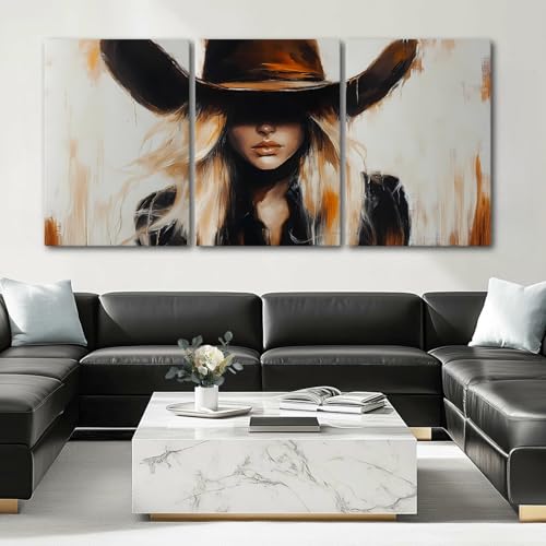 Wivsev Western Cowgirl Wall Art,Western Canvas Wall Art Prints,Cowgirl Picture Wall Decor For Bedroom,Living Room,Office Home Decorations (24" x 36" x 3 pcs) - size: 24" x 36" x 3 pcs