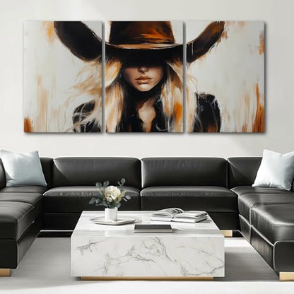 Wivsev Western Cowgirl Wall Art,Western Canvas Wall Art Prints,Cowgirl Picture Wall Decor For Bedroom,Living Room,Office Home Decorations (24" x 36" x 3 pcs) - size: 24" x 36" x 3 pcs