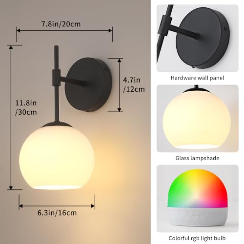 Battery Operated Wall Sconces Set of Two, Rechargeable, Black - color: Black