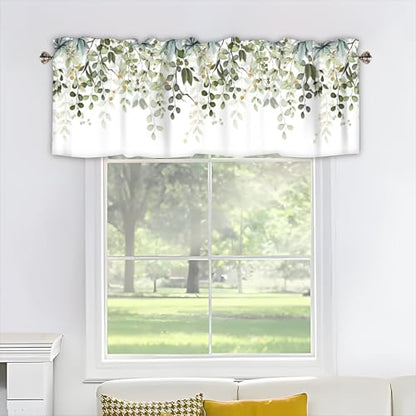 Sage Green Eucalyptus Leaves Valances for Windows 1 Panel, 42x12 in - color: Eucalyptus Leaves-green, size: 42"W x 12"L (Pack of 1)