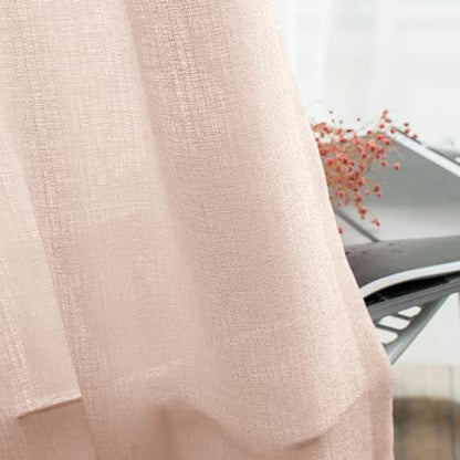Melodieux Light Pink Semi Sheer Curtain Valance for Kitchen Cafe Small Windows Linen Rustic Rod Pocket Valance, 52 by 18 Inch, 1 Panel - color: Light Pink, size: 52"W x 18"L (Pack of 1)