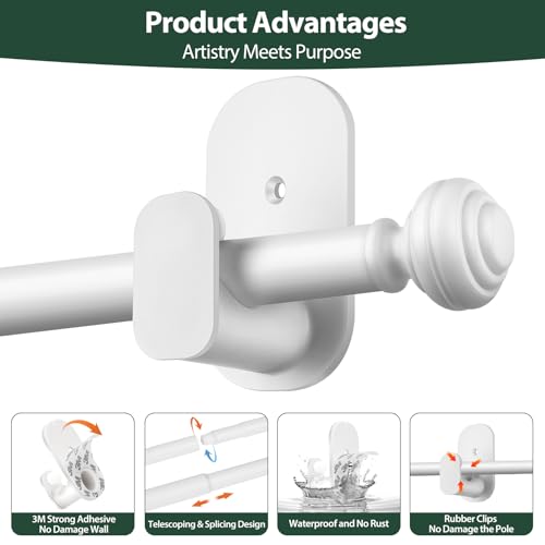 KAMANINA Curtain Rods No Drilling for Windows 32 to 86 Inches, White 2 Pack - color: White, size: 32-86"（2Pack）