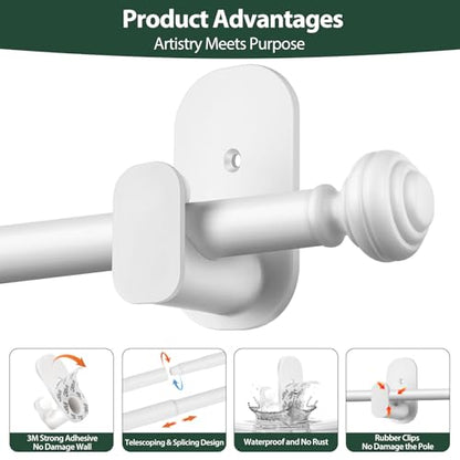 KAMANINA Curtain Rods No Drilling for Windows 32 to 86 Inches, White 2 Pack - color: White, size: 32-86"（2Pack）