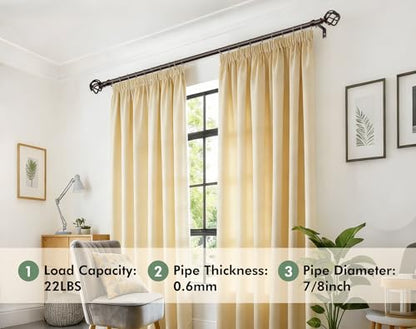 USFOOK Bronze Curtain Rod 32 to 58, Window Treatment Rods with Brackets - color: Bronze, size: 32-58"