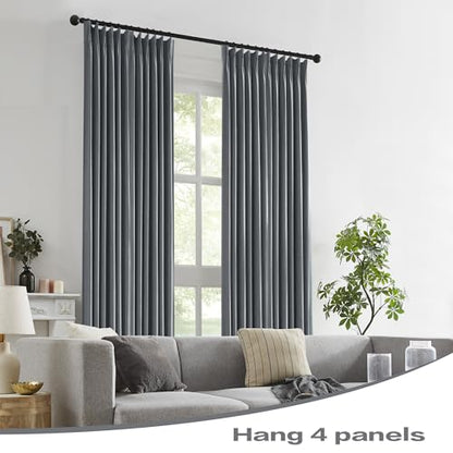 DUALIFE Full Blackout Pinch Pleated Curtains Dark Grey, Back Tab with Hooks, Thermal Insulated Track Curtains for Bedroom Living Room,40" Wx84 L, 2 Panels - color: Charcoal Grey, size: 40"W x 84"L (Pack of 2)