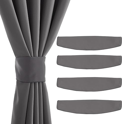 NICETOWN Strong Magnetic Curtain Tiebacks-Curtain Tiebacks for Wall No Screws Perfect of Curtains (Grey, 15 X 4 Inches, Set of 4) - color: Grey, size: 4"W x 15"L (Pack of 4)