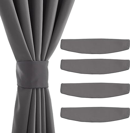 NICETOWN Strong Magnetic Curtain Tiebacks-Curtain Tiebacks for Wall No Screws Perfect of Curtains (Grey, 15 X 4 Inches, Set of 4) - color: Grey, size: 4"W x 15"L (Pack of 4)