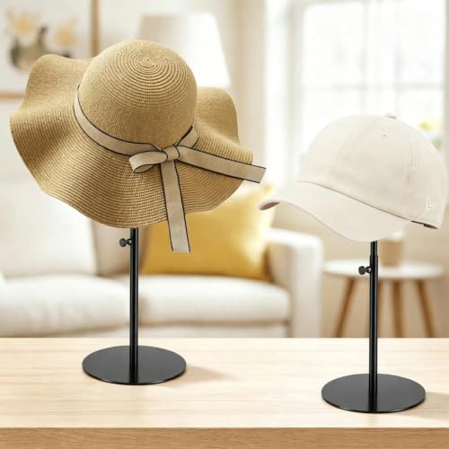 Cap Display Stand 2PCS Stainless Steel - color: Cap Stands - Black