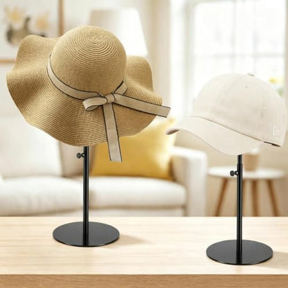 Cap Display Stand 2PCS Stainless Steel - color: Cap Stands - Black