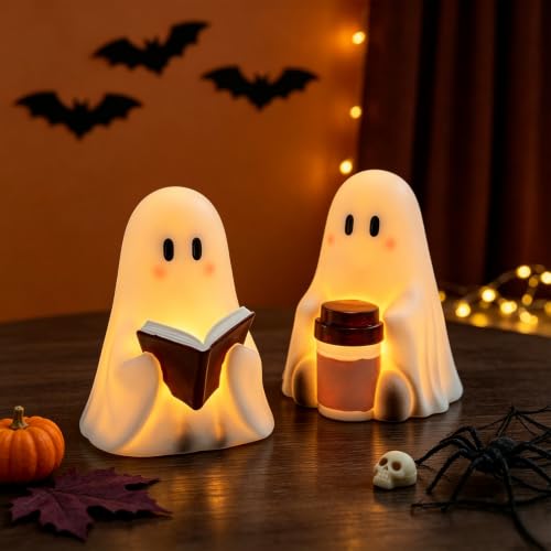 Wondise Cute Ghost Halloween Flameless Candles with 6hrs Timer - color: 3-Ghost