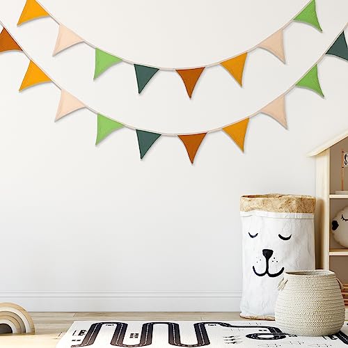 Oudain 2 Pcs Pennant Banner Flags Nursery Garland Triangle, Retro Forest - color: Retro Forest Color
