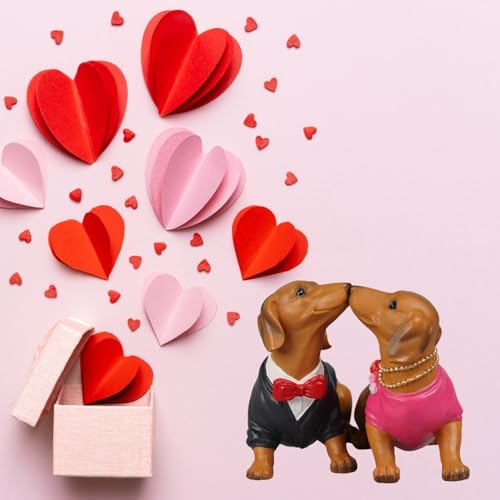 Guichifun Kissing Dachshund Dog Couple Figurines 2 Piece Resin - color: Colorful