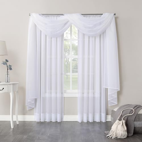 No. 918 53566 Emily Sheer Voile Rod Pocket Curtain Panel, 59" x 54", White - color: White, size: 54"W x 59"L (Pack of 1), style: Emily