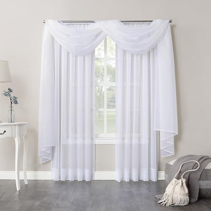 No. 918 53566 Emily Sheer Voile Rod Pocket Curtain Panel, 59" x 54", White - color: White, size: 54"W x 59"L (Pack of 1), style: Emily