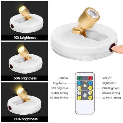 Wireless Spotlight Battery Powered, LED Picture Light with Remote - color: White+Gold