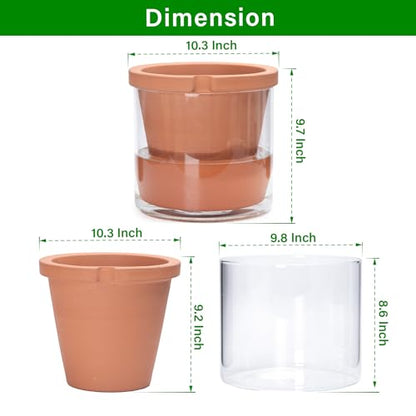 D'vine Dev Self Watering Terracotta Planter Pot, 10 in, 37-X-D-1 - color: Terracotta, size: 10 Inch