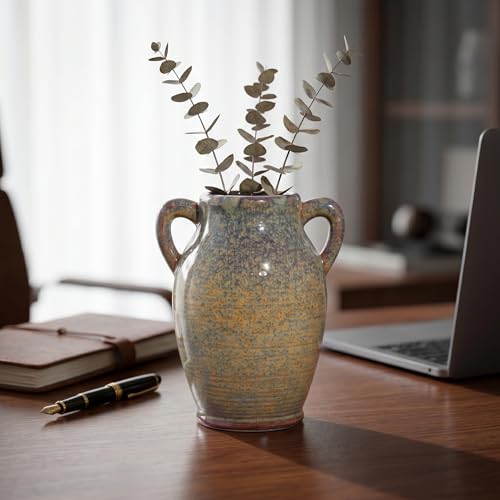 Sunddo Rustic Ceramic Flower Vase, 8 Inch - color: Brown - 8, size: 8 Inch