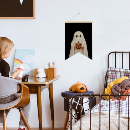 LARNDUMAMA Halloween Ghost Pumpkins Wall Art Canvas Banner Poster, 12x16 In - color: ghost2