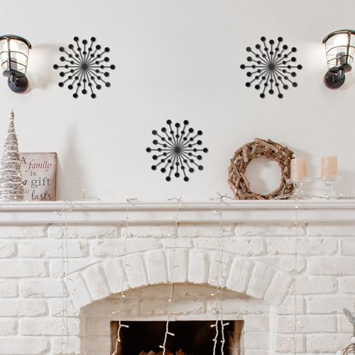 DUOOLN 3 Pcs Metal Sunburst Wall Art, Modern Starburst Decor Sculptures - color: Black - Sun