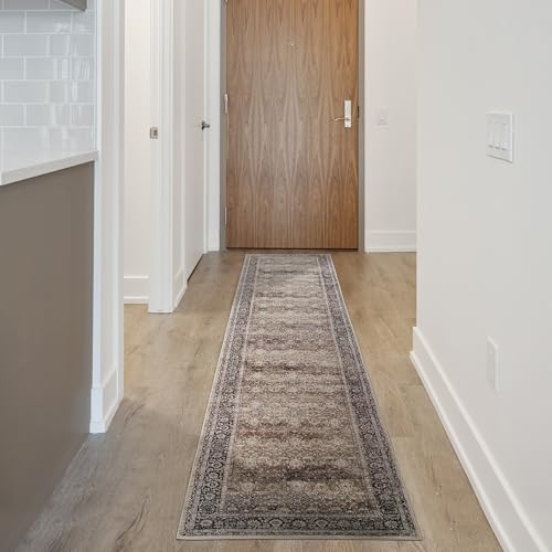 Washable Hallway Runner Area Rug 2x10 Non Slip(Brown, 2'x10') - color: Brown, size: 2' x 10' (Rectangular)