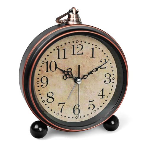 5'' Vintage Alarm Clock, Silent Non-Ticking Battery Operated