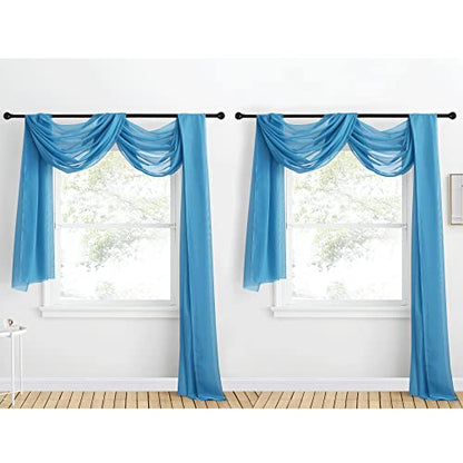 NICETOWN Turquoise Window Scarf Valances, Voile Sheer Scarf for Draping, Party Curtains for Bed Canopy/Birthday/Revelry, W60 x L216, 2 Panels - color: Turquoise