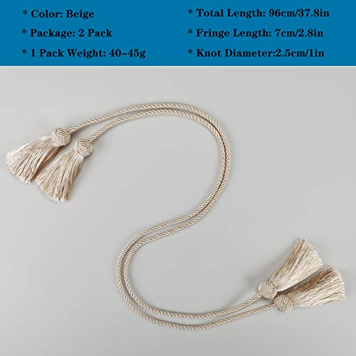 Elegant Tassel Curtain Tiebacks Rope Curtain Tie Backs for Windows Porlau - color: Beige