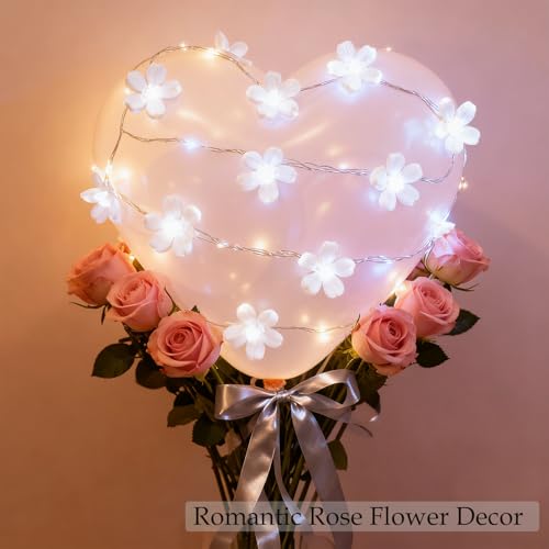 USB/Battery Powered 10ft 30 LED Cool White Fairy Cherry Flower String Light - color: White