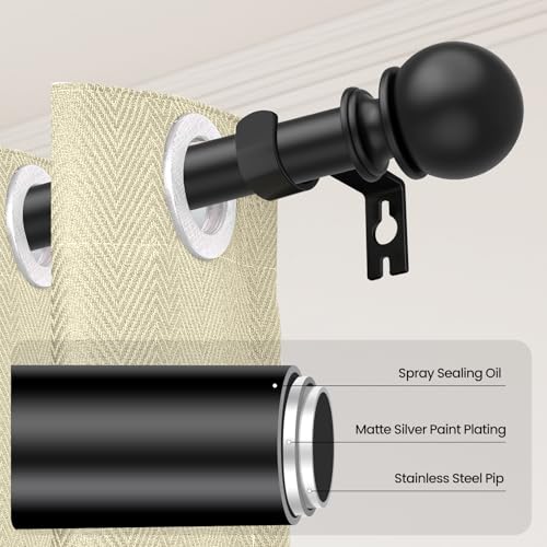 Curtain Rods for Windows 28 to 48 Inch, 2 Pack 5/8'' Diameter Heavy Duty Metal Adjustable Small Curtain Rod With Bracket(2.3-4 Feet-Black) - color: Black, size: 28-48"(2 Pack)