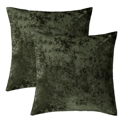 PHF Truly Velvet Euro Shams 26" x 26", Smokey Olive, No Insert, 2 Pack - color: Smokey Olive, size: 26" x 26" (Pack of 2)
