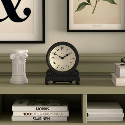 JONES CLOCKS® Maida Vale Mantel Clock | Small Traditional Desk Clock | Black | Pretty & Charming Ideal for Mantelpiece, Bookshelf or Bedside - color: Black
