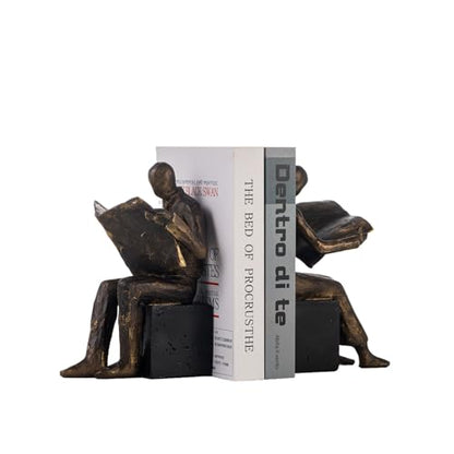 Lukitas Readers Decorative Bookends Heavy Duty Non-Slip, Bronze, Resin 8'' - color: Newspaper Reader