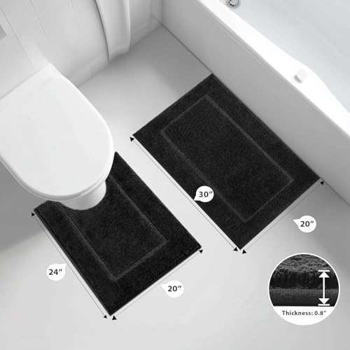 anllugs Bathroom Rugs U-Shaped, 20" x 24" Soft Bath Rugs, Black - color: Black, size: 20" X 24"