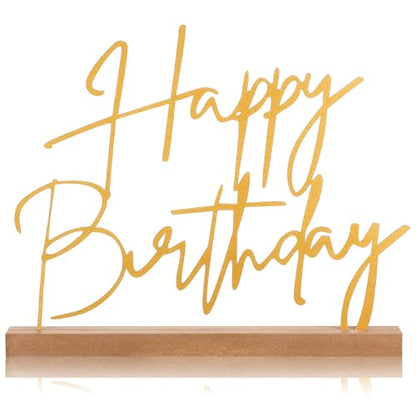 Yaocom Happy Birthday Table Sign Gold Metal Birthday Centerpiece 13.78" - style: Birthday