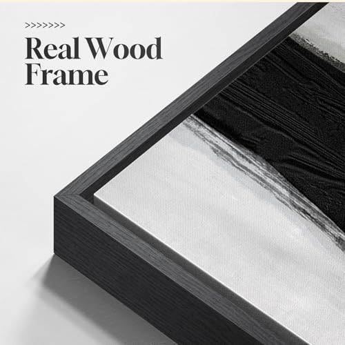 Large Framed Black White Abstract Wall Art for Living Room Set of 2, 24x36 - color: Black Strokes, size: 24" W x 36" H x 2Pcs