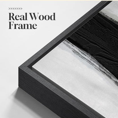 Large Framed Black White Abstract Wall Art for Living Room Set of 2, 24x36 - color: Black Strokes, size: 24" W x 36" H x 2Pcs